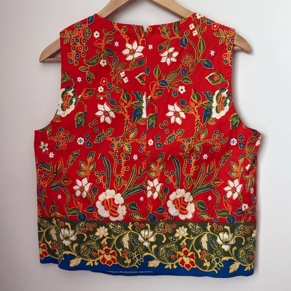 Tory Burch Dayton Samba Batik Flower Cotton Sleeveless Top